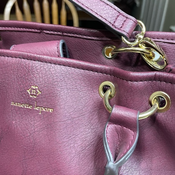 Nanette Lepore Burgundy Leather Tote Bag - Picture 11 of 13
